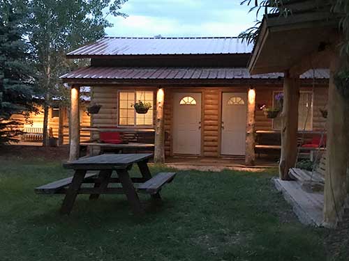 cabin at night